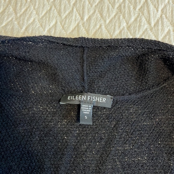 Eileen Fisher 100% wool shrug, sleeveless cardigan, open front, black, S - Picture 7 of 9